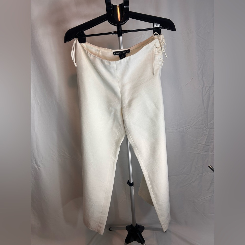 Ralph Lauren Black Label white Linen Ankle Wide Leg Pants - Picture 2 of 8